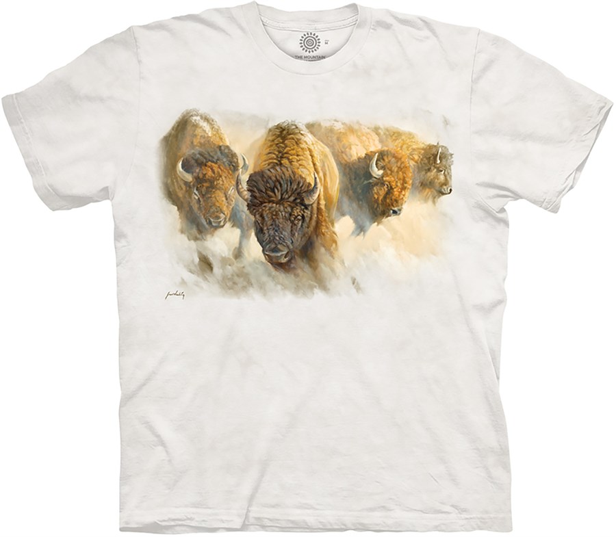 pædagog fingeraftryk Dripping Bison t-shirt. Flot t-shirt af løbende bison flok