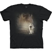 Grey Wolf Portrait T-shirt, Black, Adult Small